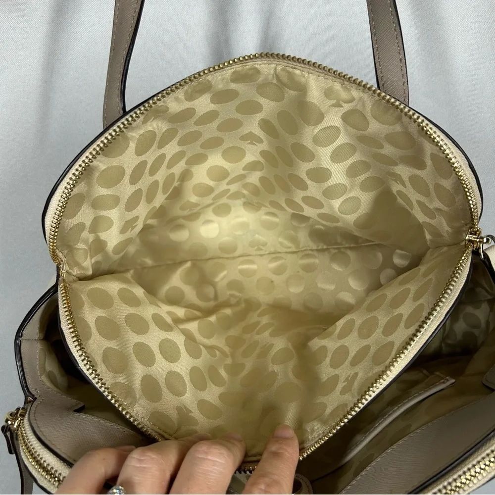Kate Spade | Leather Shoulder Bag Purse Beige Brown White Minimalist Handbag